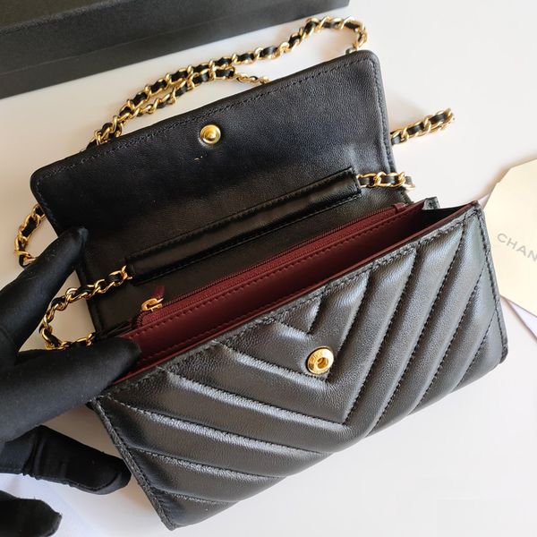 

genuine leather women coin purse shoulder bag luxurys designers ladies fashion chain bags flap wallets purse credit id card holder classic s, Red;black