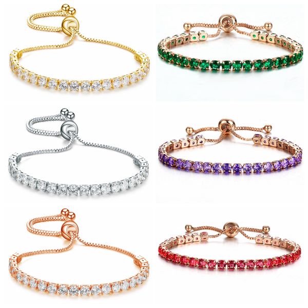 Bracciale tennis alla moda con zirconi cubici per donna, bianco, giallo, oro rosa, gioielli, regalo, ragazza, adolescente, donna, moglie, madre, sorella