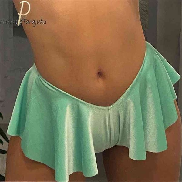 

fashion harajuku short women ruffle woman summer v waist short skirts ladies slim short elastic waist loose bisiklet shorts 210331, White;black
