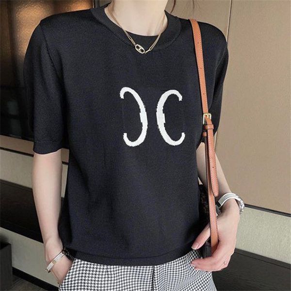

women's knits & tees home c pattern embroidery round neck short sleeve fashion commuting simple leisure summer knitted t-shirt women nv, White
