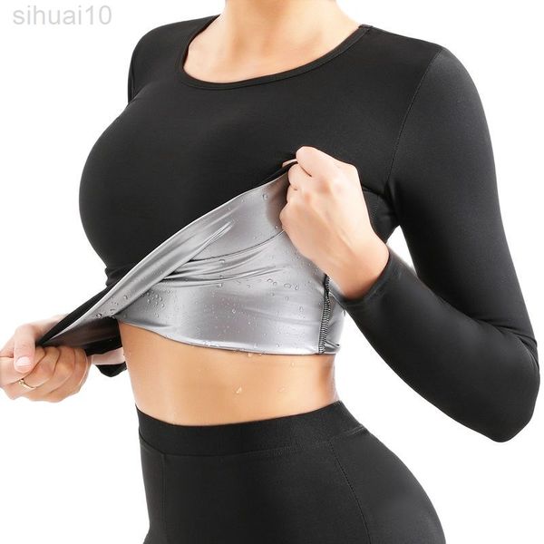 

body shaper sauna suits sweat slimming pants waist trainer long sleeve workout lings tank controle panty shapewear l220802, Black;white