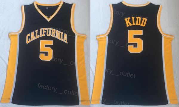 

ncaa college california golden bears basketball 5 jason kidd jersey uniform all stitched breathable pure cotton for sport fans team color na, Black
