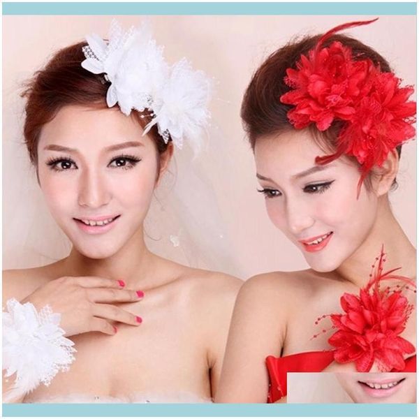 

other fashion accessories bridal forehead pieces feather lace pearl fascinators hats bridesmaid hand wrist girl bracelet wristband corsa ge, Silver