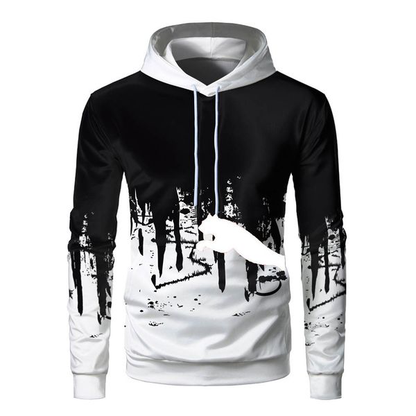 

2022 autumn and winter new brand fashion 3d digital printing hooded sweater casual sportswear, Black;brown