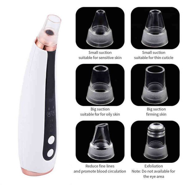 Removedor de cravo 6 Cabeça Forte Ferramenta de vácuo Face Face profunda Cleaves oleosa pele Ance Ance Blackhead Dirt Remover Ferramentas de cuidados com a pele 220514