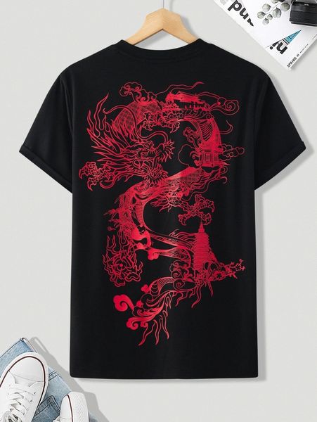 

men dragon graphic tee r9xi#, White;black