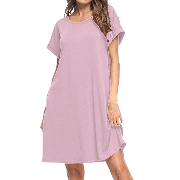 

women's t shirt dress tee dress knee length dress green blue black pink red yellow short sleeve solid color spring summer round neck ca, Black;gray