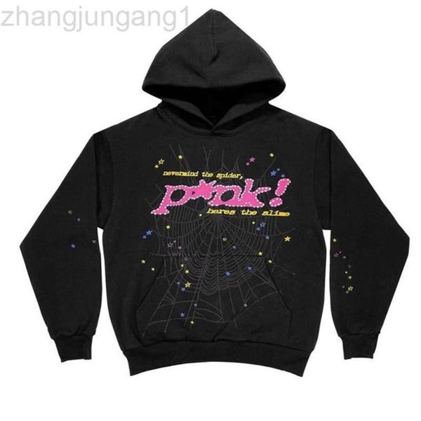 

22sss designer pullover pink sp5der young thug 555555 hoodies senior classic leisure multicolor autumn winter men shoe printing spider web j, Black