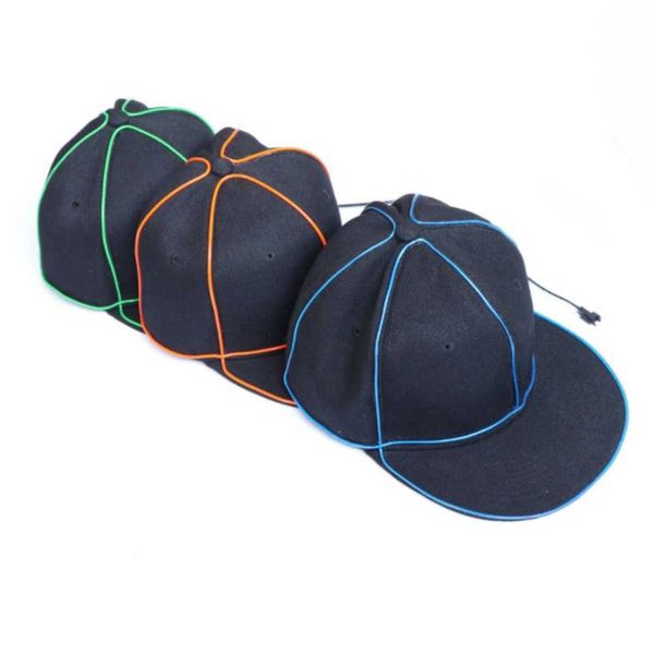 Tampão portátil El fio de beisebol lâmina led luz quadril hop hop chapéu brilhando no snapback escuro para decoração de festa