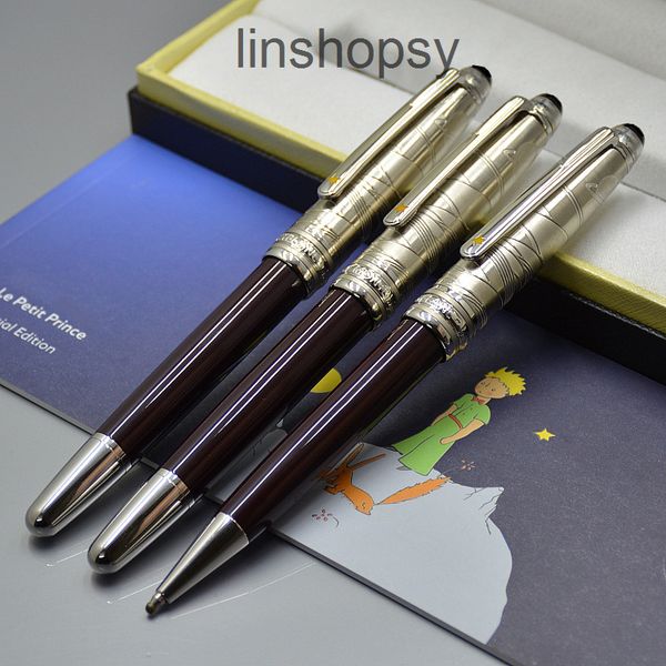 

sell well petit prince brown and silver ballpoint pen / roller ball pens exquisite office stationery 0.7mm ink for birthday gift (no
