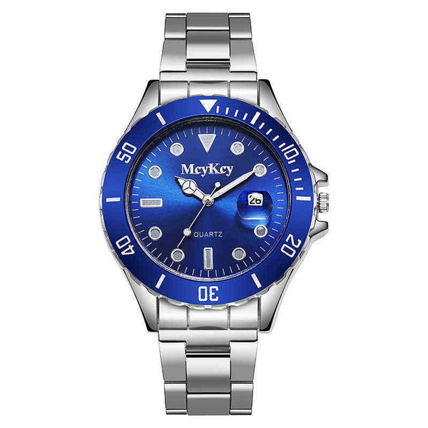 

men's es glow-in-the-dark men steel strap new calendar business quartz wristes y220707, Slivery;brown