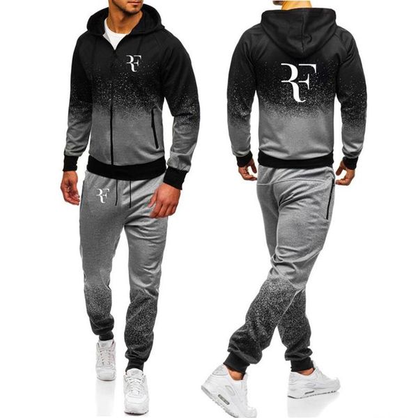 

rf roger federer print sweatshirt gradient hoodies mens zipper jacket mens 268x, Black