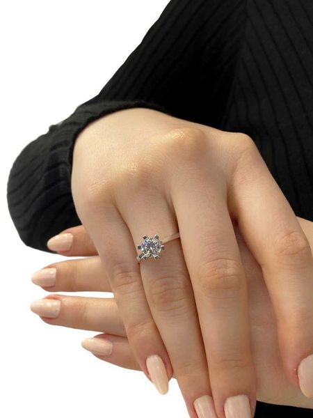 

swarovski certified silver ring cubic zircon 6 nail 925