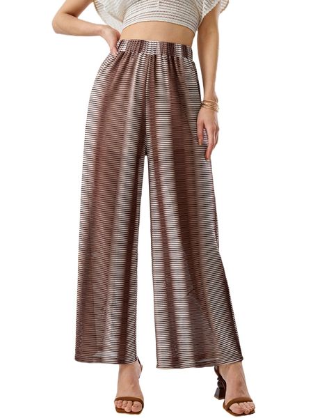 

allover print wide leg pants i3xi#, Black;white