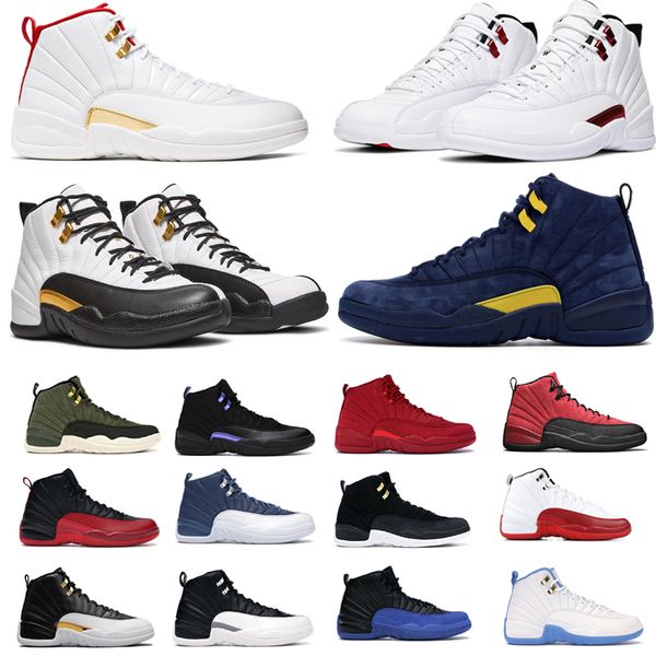 

high 12s 12 basketball shoes sneakers women trainers university blue michigan winterized flu game dark concord cherry, Black