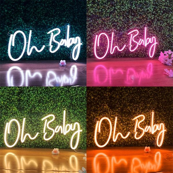 Oh Baby Borden Custom Neon Art Wall Light Up Brief Voor Bruiloft ation Roze Kawaii Room Decor Led-verlichting 220615