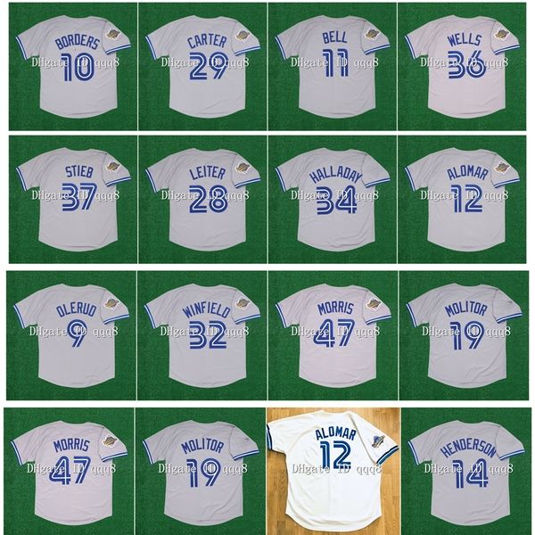 Na85 1992 Retro 29 Joe Carter Trikot 12 Roberto Alomar 11 Derek Bell 37 Dave Stieb 9 John Olerud 47 Jack Morris 32 Dave Winfield Jose Bautista