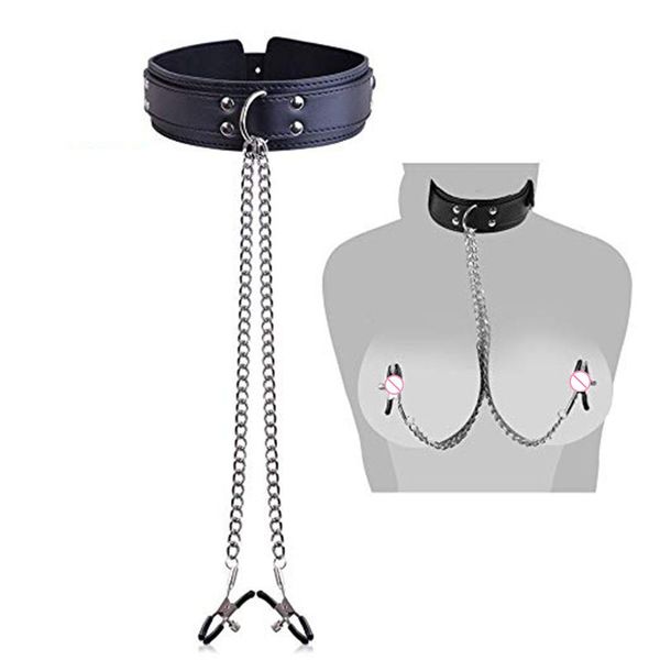 G-punkt Faux Leder Halsband Mit Nippel Brust Klemme Clip Kette Paar SM sexy Spielzeug Für Frauen Werkzeuge Paare Schönheit artikel