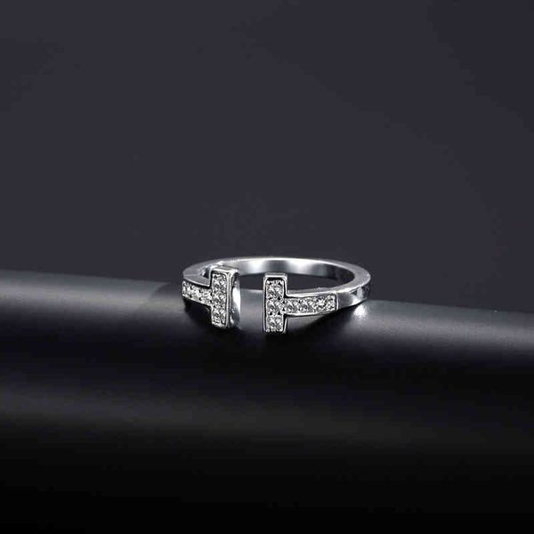 

rjvu double t-head ring rose gold zirconium diamond female t fashion silver jewelry gift