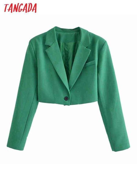 

suit tangada women vintage green blazer female long sleeve elegant jacket ladie, White;black