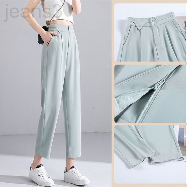 

women's jumpsuits & rompers designer ice silk suit pants women's 2022 spring and summer high waist hanging feeling thin small foot, Black;white