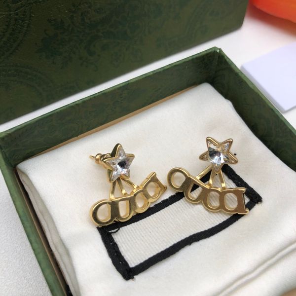 

2022 brand original jewelry designer dangle new zircon star alphabet pendant women's personality high-end earrings temperament all-matc, Silver