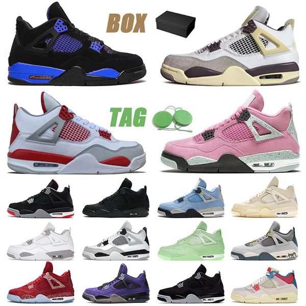 

2022 new jumpman 4 4s iv mens womens designer basketball shoes sb bred blue thunder peach craft military black cat denim sports sneakers tra