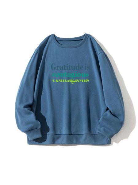 

slogan graphic thermal lined sweatshirt e5d6#, Black