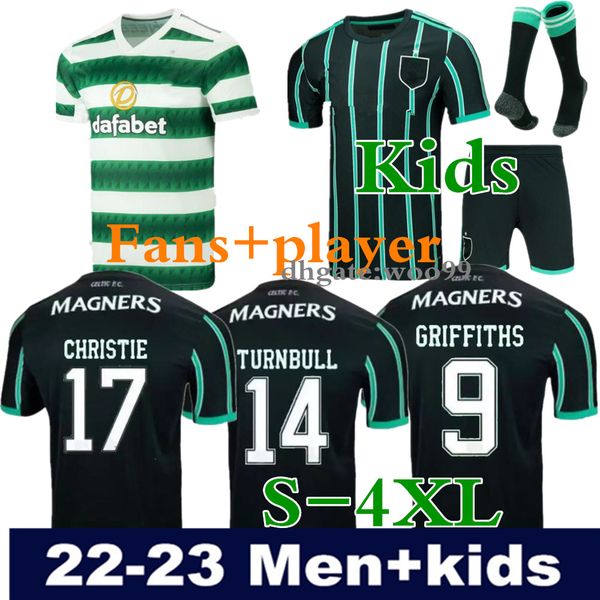 

kids kit 22 23 celtic soccer jerseys abada jota 2022 2023 turnbull home away kyogo rogic mcgregor giakoumakis football shirt forrest ralston, Black;yellow