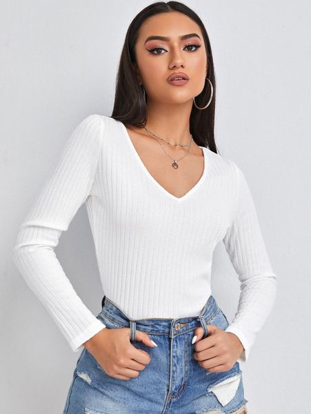 

rib-knit solid crop tee k7aj#, White