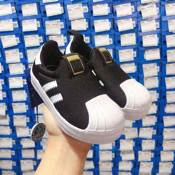 

children's sneakers kids casual shell-toe solid color cloth sports shoes, Black;red