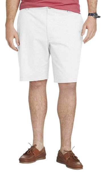 

men's big & tall saltwater 9.5" flat front chino short w0ps#, White;black