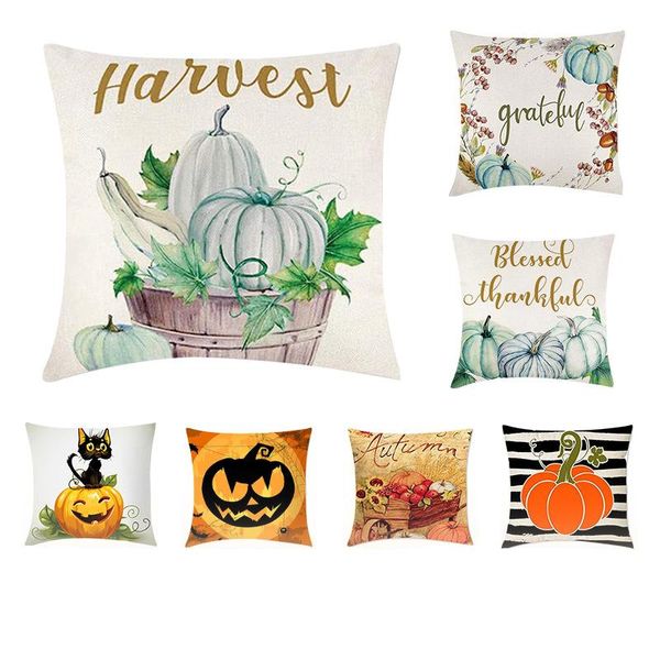 Cojín/almohada decorativa de lino, funda de calabaza de Halloween para cama, habitación, cojines decorativos, funda para decoración del hogar, cojín para sofá, cojín para sala de estar