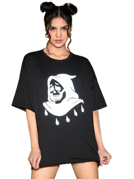 

x hey corman cartoon graphic drop shoulder tee j4n3#, White