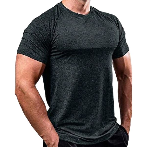 

fashion mens muscle t-shirt gym workout short sleeve shirt athletic bodybuilding stretch tee black l8g5#, White;black