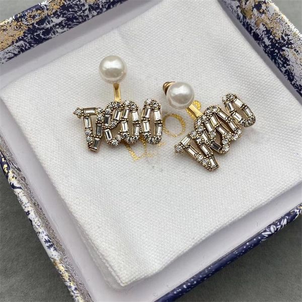 

55% off jewelry clearance new fashion versatile pearl silver needle female high sense simple letter earrings, Golden