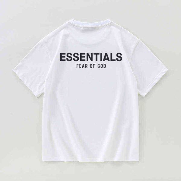 

essentials cotton double thread back letter round neck loose children's short sleeve t-shirt boys and girls summer, Blue