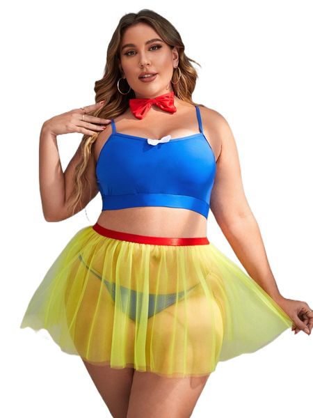 

plus 4pack bow front fairy tale costume set q1ca#, Black;white