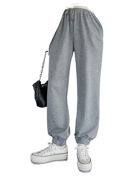 

dazy drawstring waist slant pocket sweatpants i1ll#, Black;white