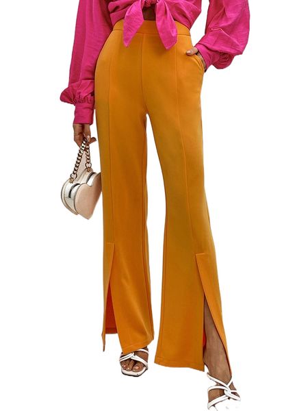 

split hem slant pocket pants 27gg#, Black;white