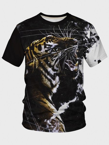 

men 3d tiger print tee g2r3#, White;black