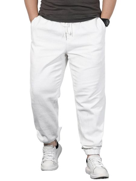 

extended sizes men drawstring waist jogger jeans q21j#, Blue