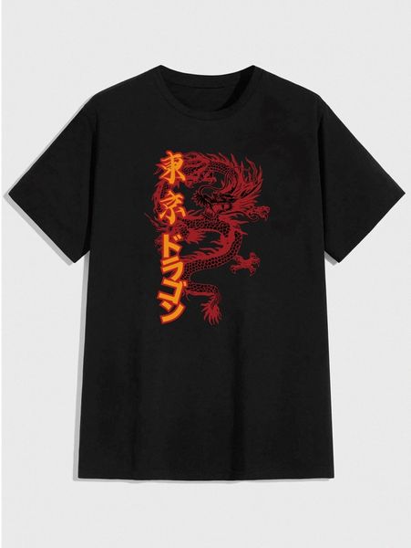 

romwe guys japanese letter graphic tee g4du#, White;black
