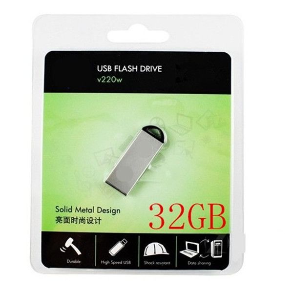 8G / 16GB / 32GB / 64 GB / 128 GB / 256 GB V220W Yaratıcı Metal USB Flash Sürücü / Gerçek Kapasite Pendrive / Kaliteli USB 2.0 Memory Stick