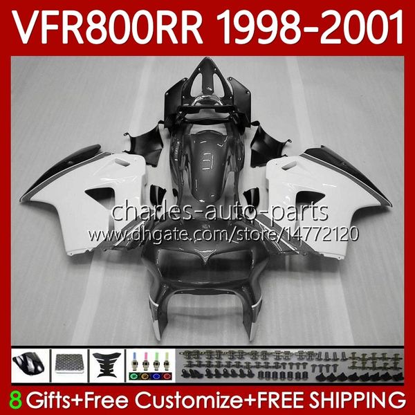 Kit corpo per HONDA Interceptor VFR 800RR 800 CC RR VFR800RR 1998 1999 2000 2001 Carrozzeria 128No.99 VFR-800 Grigio bianco 800CC VFR800R 98-01 VFR800 RR 98 99 00 01 Carena