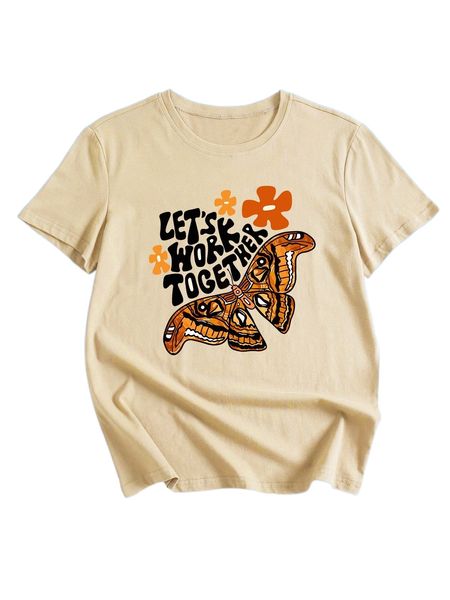 

romwe x zoe radford b.utterfly s.logan graphic tee l1zn#, White