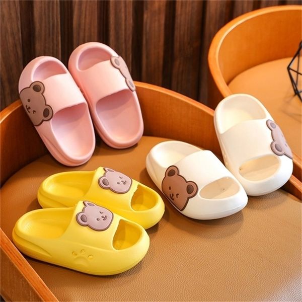

childrens beach slippers for boys girls home shoes summer thick flip flops soft pillow slides outdoor slippers child adults 220606, Black;grey