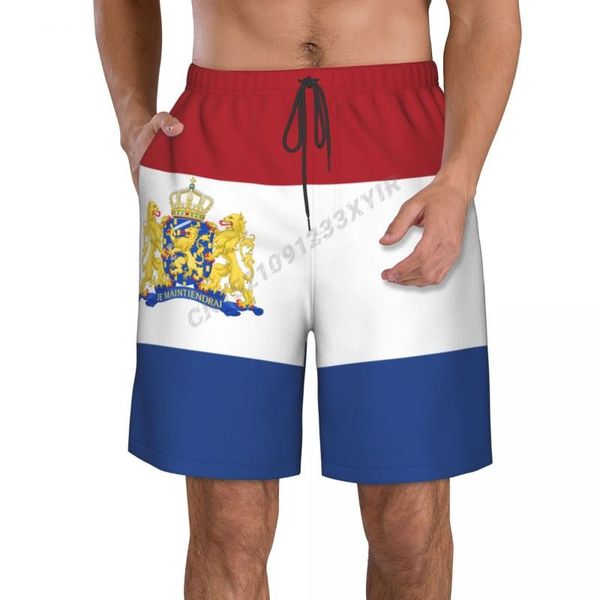 

men's shorts summer men's netherlands flag beach pants surfing m-2xl polyester swimwear runningmen's, White;black
