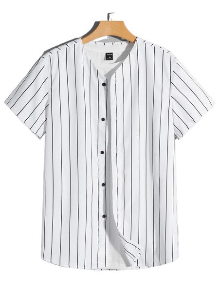

men pinstriped print shirt r6rm#, White;black