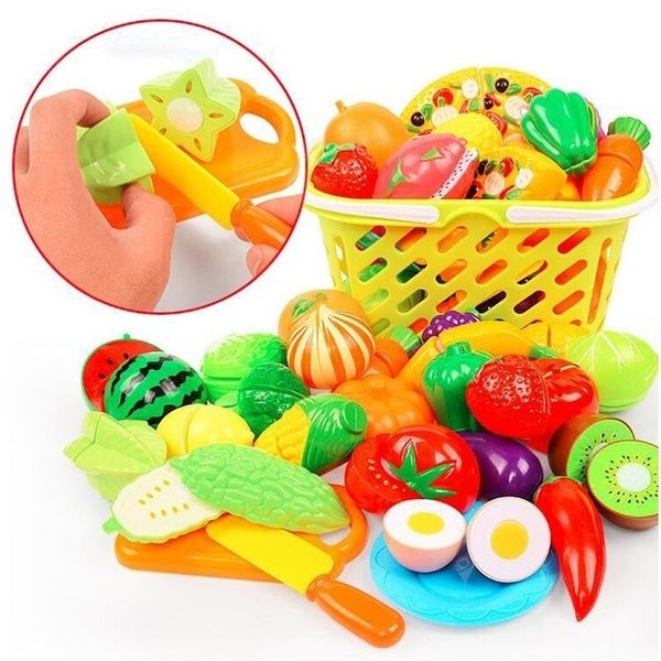 10 PCSset Kids Simulation Kitchen Toy Classic Wooden Fruit Vegetable Cutting Montessori Toy para crianças Presente 220725